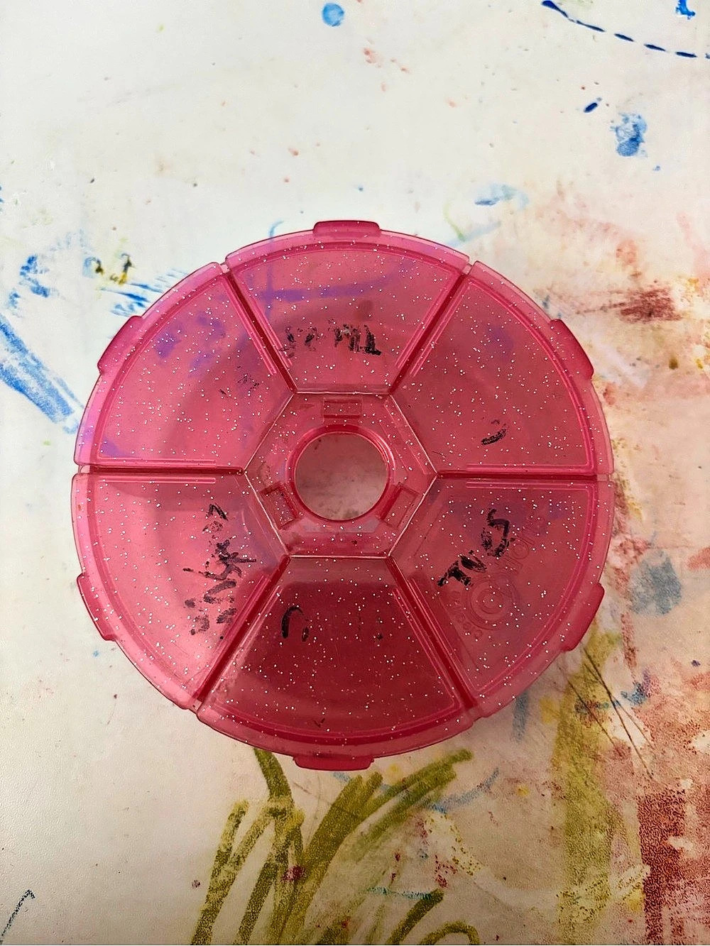 Pink Circular Compartment Organizer Storage